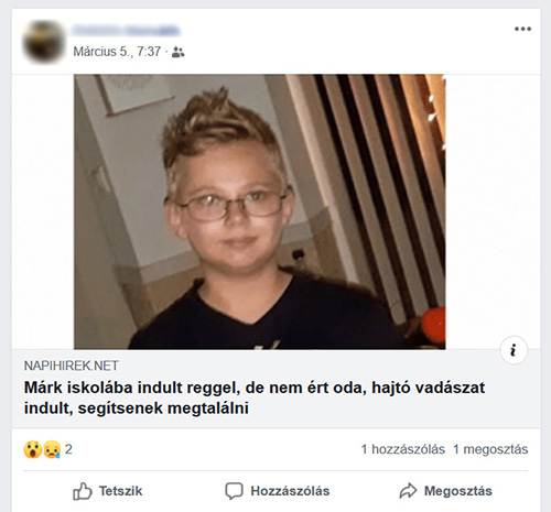 Facebook álhírek terjednek