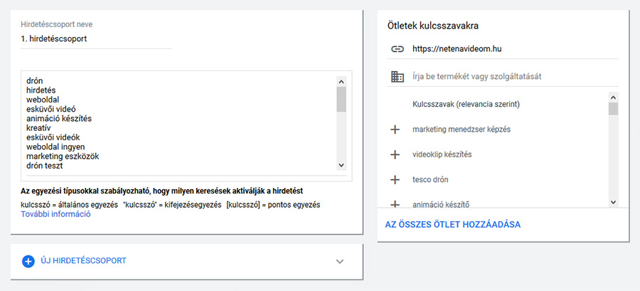 Google Ads hirdetéscsoportok beállítása