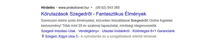 Google Ads hiba hirdetési bővítmények beállítása